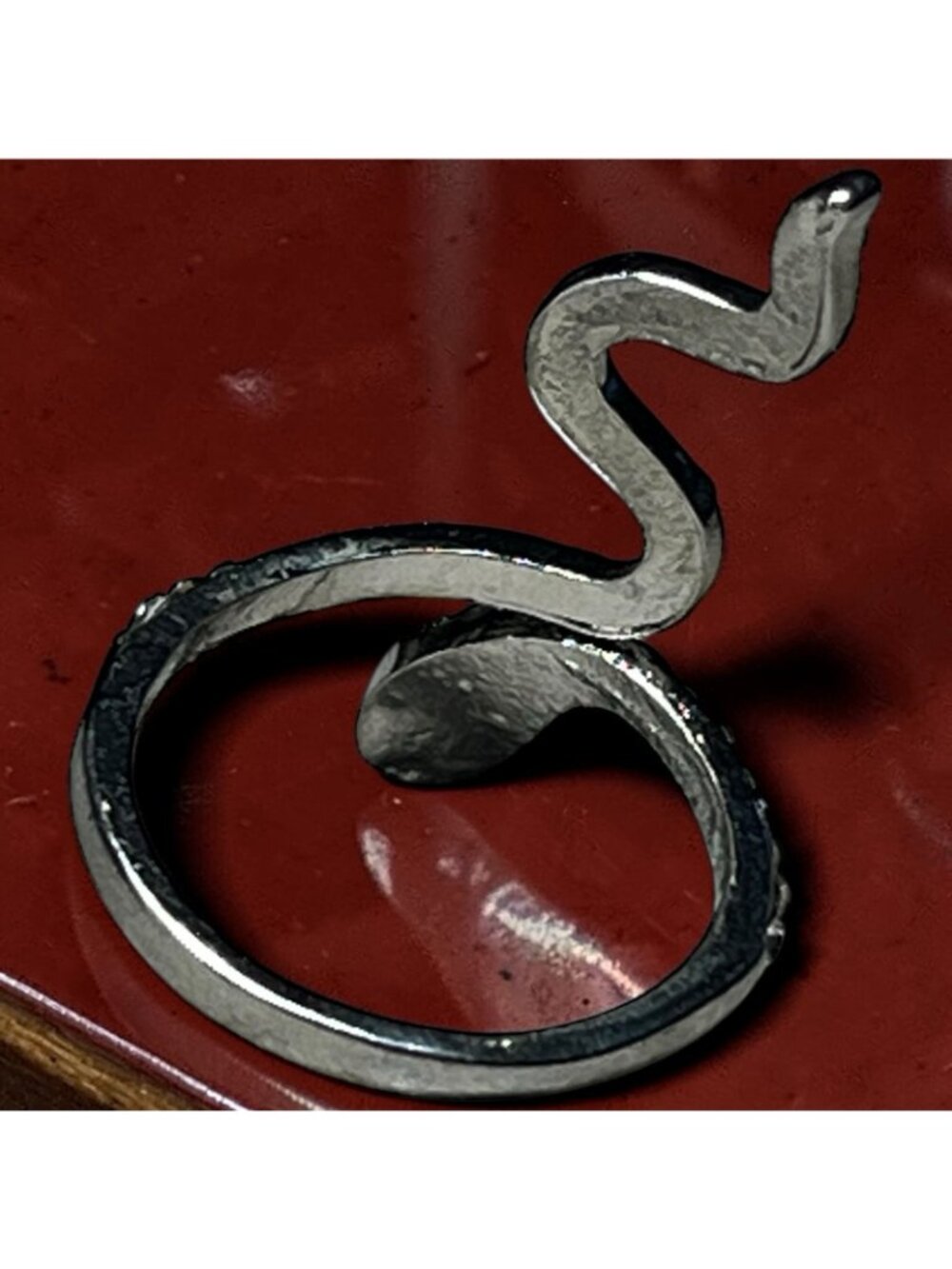 Silver Tone Snake Ring Clear Rhinestone Wrap Ring Size 5.25 - Picture 4 of 4